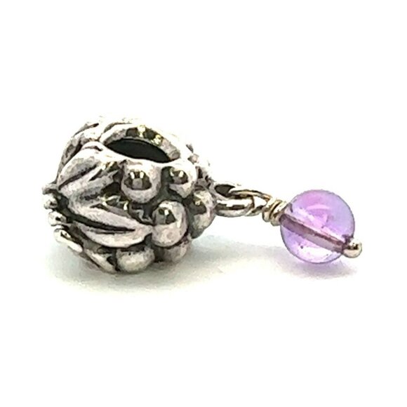 Retired Pandora Sterling Silver 790481 Amethyst Grapes Dangle Charm Bead! 57 - Picture 8 of 10